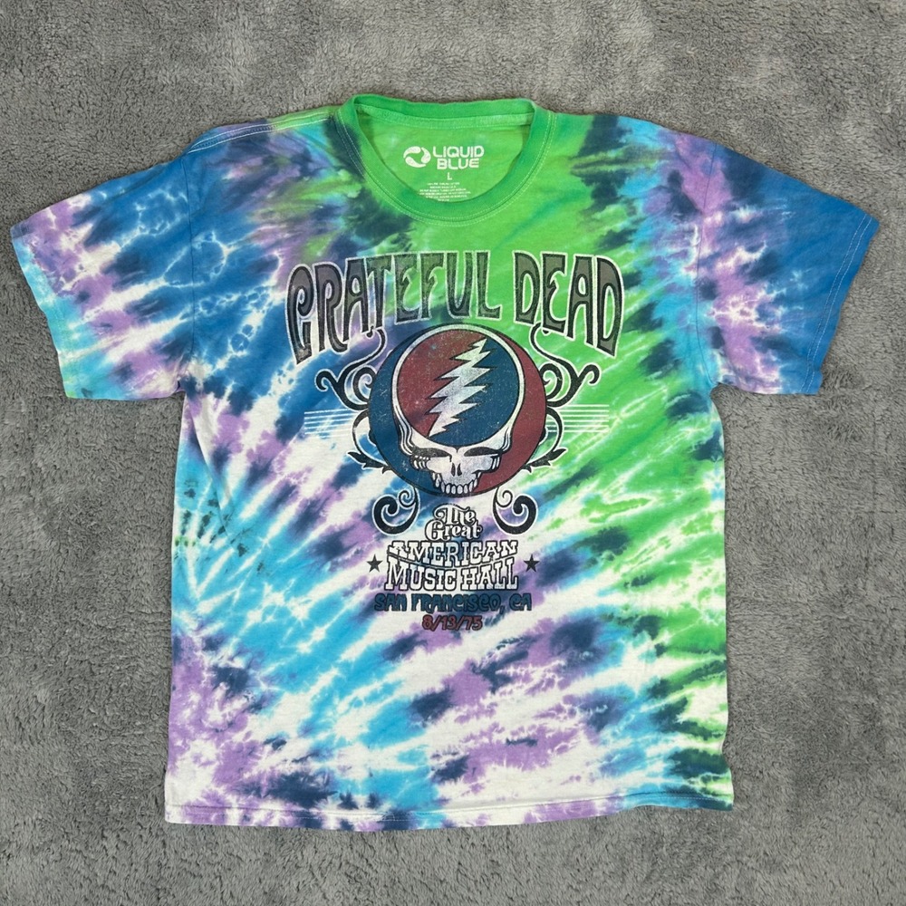 Liquid Blue Grateful Dead Tie Dye Shirt Mens Large Steal Your Face 1975 SF Hall